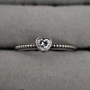 Pandora Silver Heart Ring with Gemstone Accents